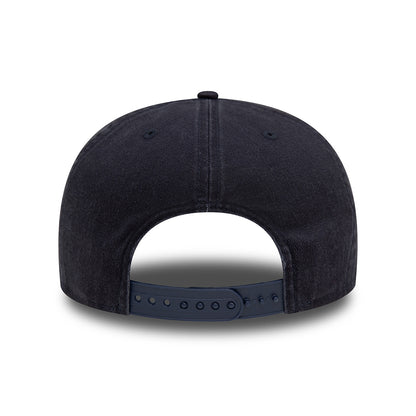 Gorra de béisbol Golfer - NE pre-curvada sin estructurar de algodón lavado de New Era - Azul Marino-Blanco