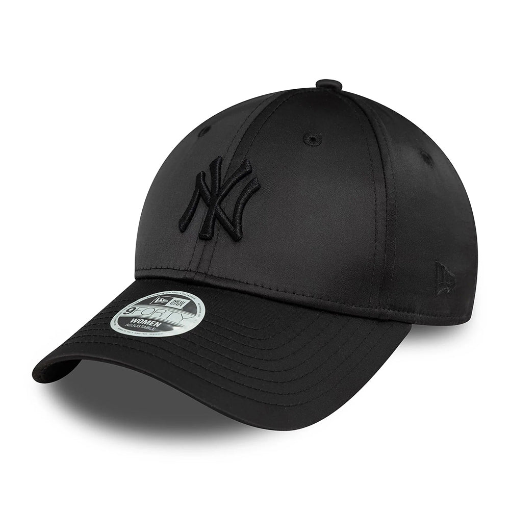 Gorra de béisbol 9FORTY MLB Satin New York Yankees para mujeres de New Era - Negro sobre Negro