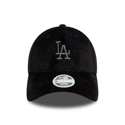 Gorra de béisbol 9FORTY - MLB Diamante Velour L.A. Dodgers para mujeres de New Era - Negro