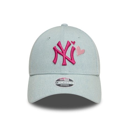 Gorra de béisbol 9FORTY - MLB Denim Icon New York Yankees de New Era - Azul Claro-Rosa