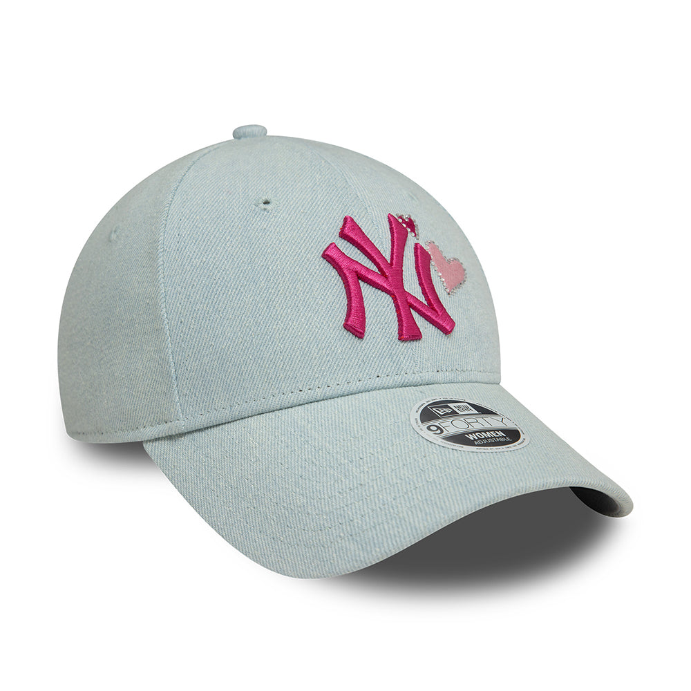 Gorra de béisbol 9FORTY - MLB Denim Icon New York Yankees de New Era - Azul Claro-Rosa