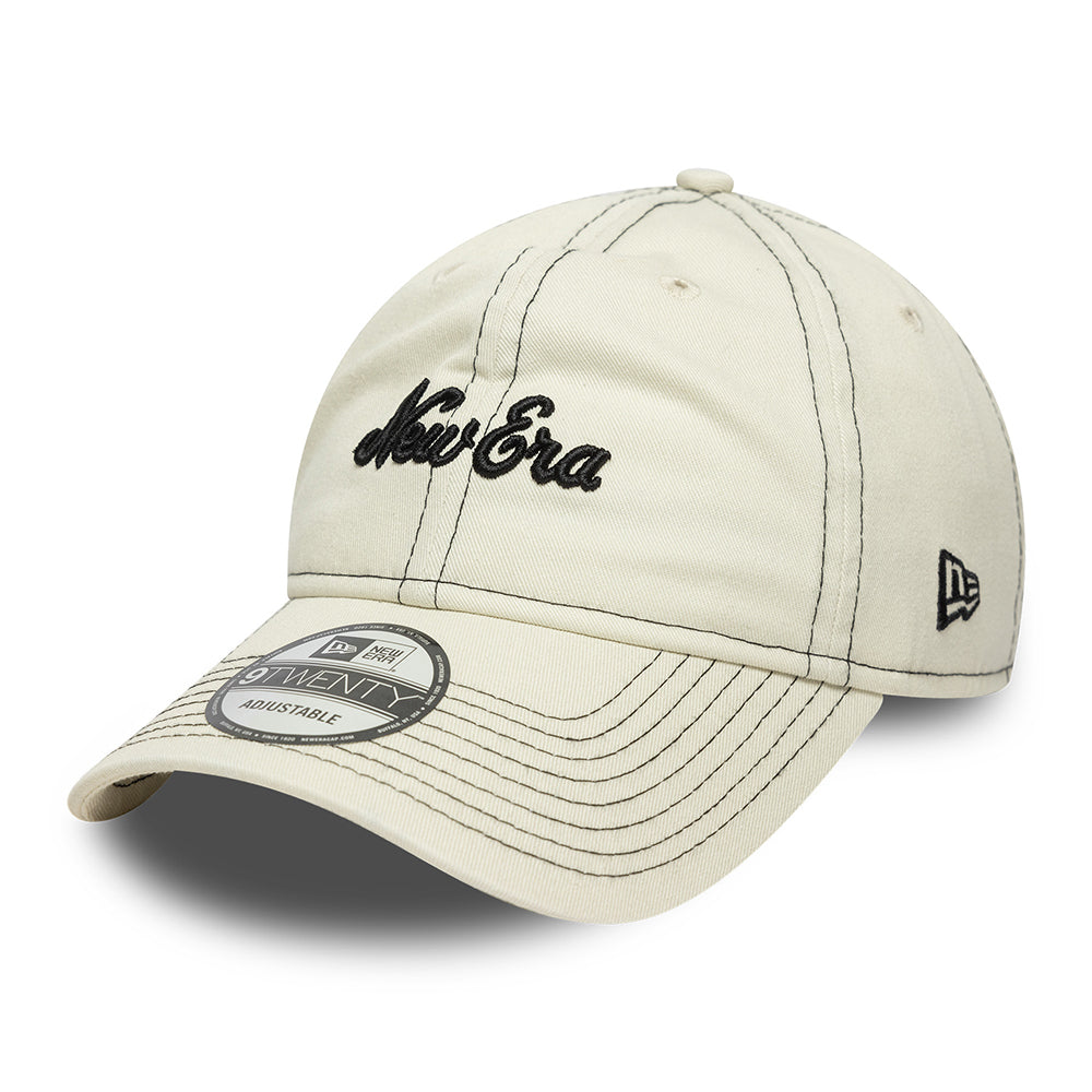 Gorra de béisbol 9TWENTY costura con contraste de algodón de New Era - Blanco Marfil-Negro