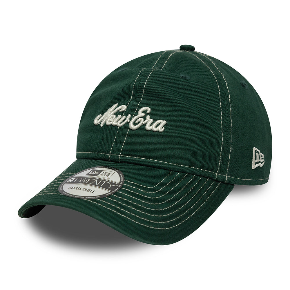 Gorra de béisbol 9TWENTY costura con contraste de algodón de New Era - Verde Oscuro-Blanco