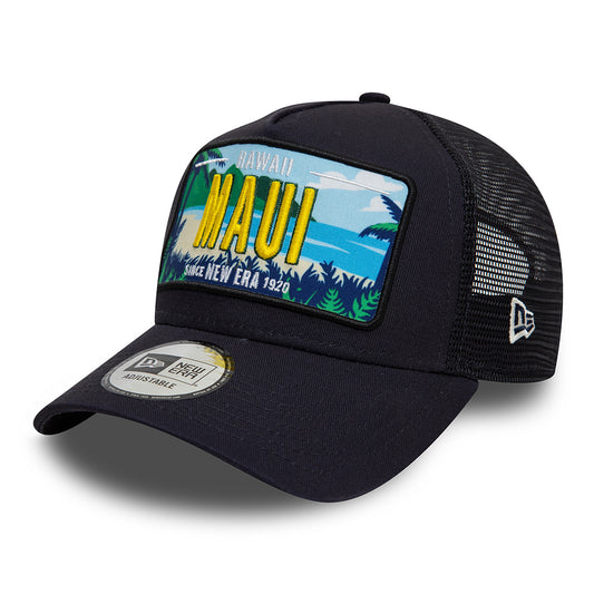 Gorra de camionero A-Frame License Plate Maui de New Era - Azul Marino
