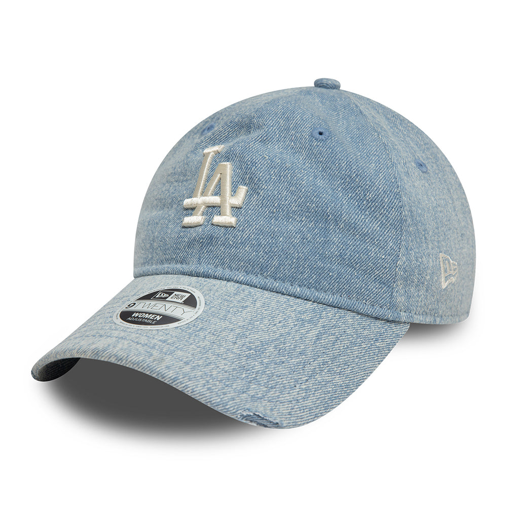 Gorra de béisbol 9TWENTY - MLB Acid Denim L.A. Dodgers para mujeres de New Era - Azul Claro-Blanco