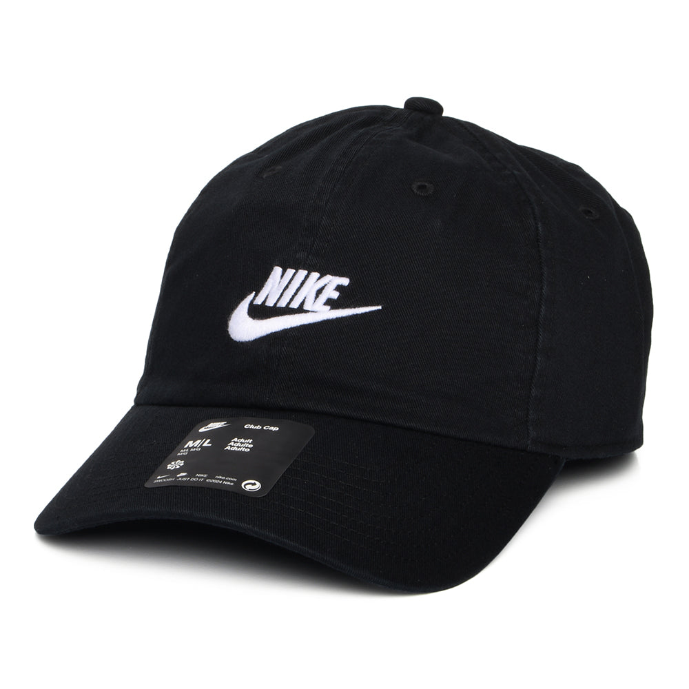 Gorra de béisbol Sin estructurar estilo lavado de sarga de algodón de Nike Golf - Negro-Blanco