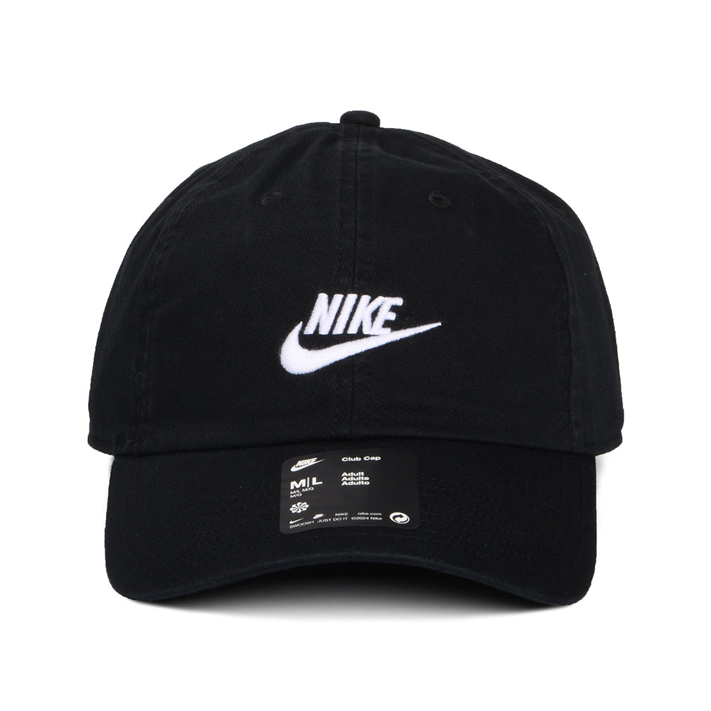 Gorra de béisbol Sin estructurar estilo lavado de sarga de algodón de Nike Golf - Negro-Blanco