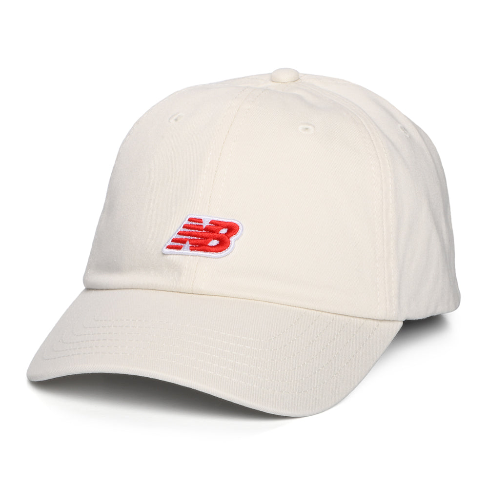 Gorra de béisbol Parche logo de NB de sarga de algodón de New Balance - Blanco Roto