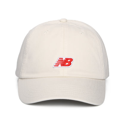 Gorra de béisbol Parche logo de NB de sarga de algodón de New Balance - Blanco Roto