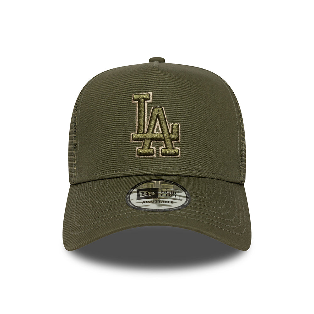 Gorra de camionero A-Frame MLB Outline L.A. Dodgers de New Era - Verde Oliva