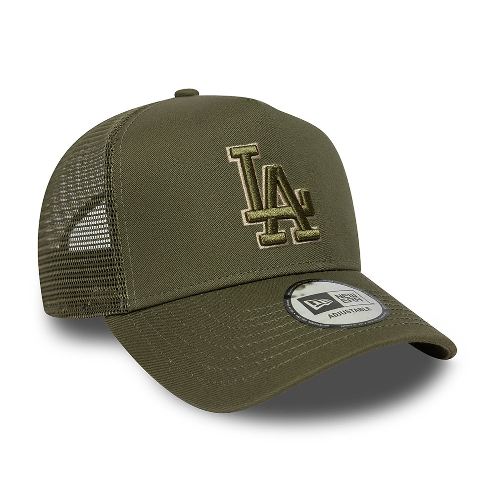 Gorra de camionero A-Frame MLB Outline L.A. Dodgers de New Era - Verde Oliva
