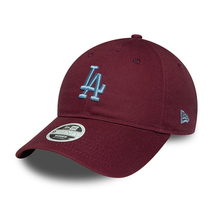 Gorra de béisbol 9TWENTY MLB League Essential L.A. Dodgers para mujeres de New Era - Burdeos-Azul