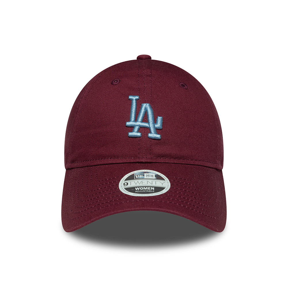Gorra de béisbol 9TWENTY MLB League Essential L.A. Dodgers para mujeres de New Era - Burdeos-Azul
