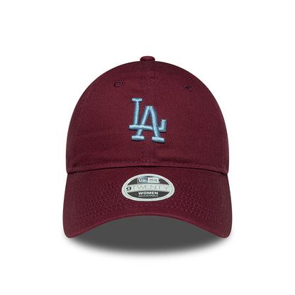 Gorra de béisbol 9TWENTY MLB League Essential L.A. Dodgers para mujeres de New Era - Burdeos-Azul