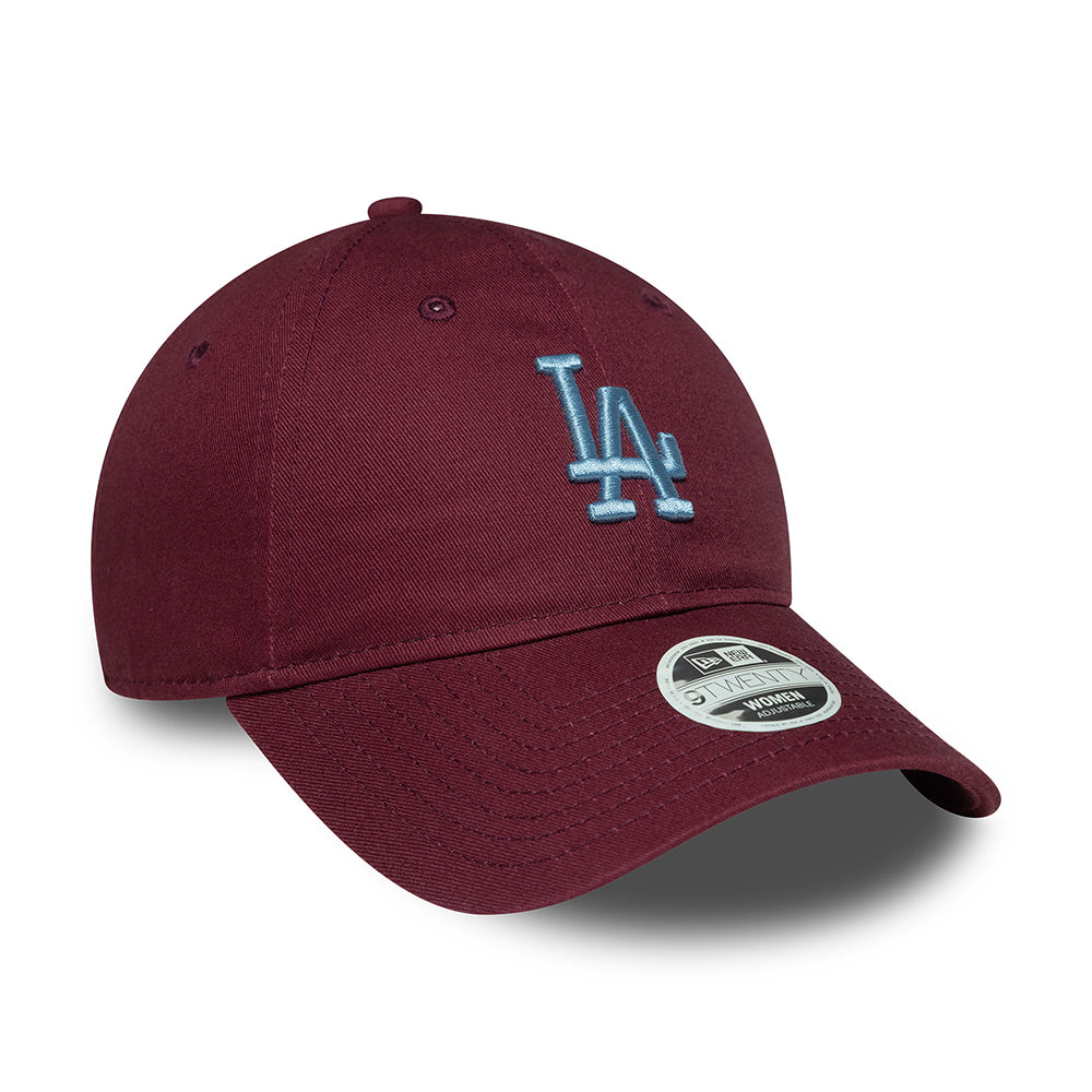 Gorra de béisbol 9TWENTY MLB League Essential L.A. Dodgers para mujeres de New Era - Burdeos-Azul