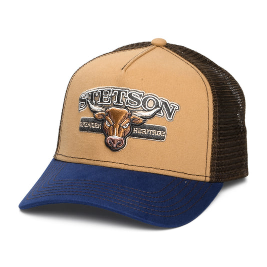Gorra de camionero Toro de Stetson - Beige Arena-Azul-Marrón