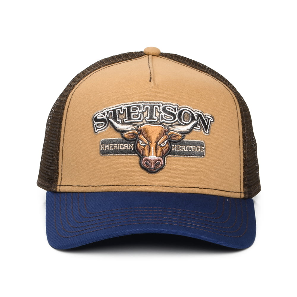 Gorra de camionero Toro de Stetson - Beige Arena-Azul-Marrón