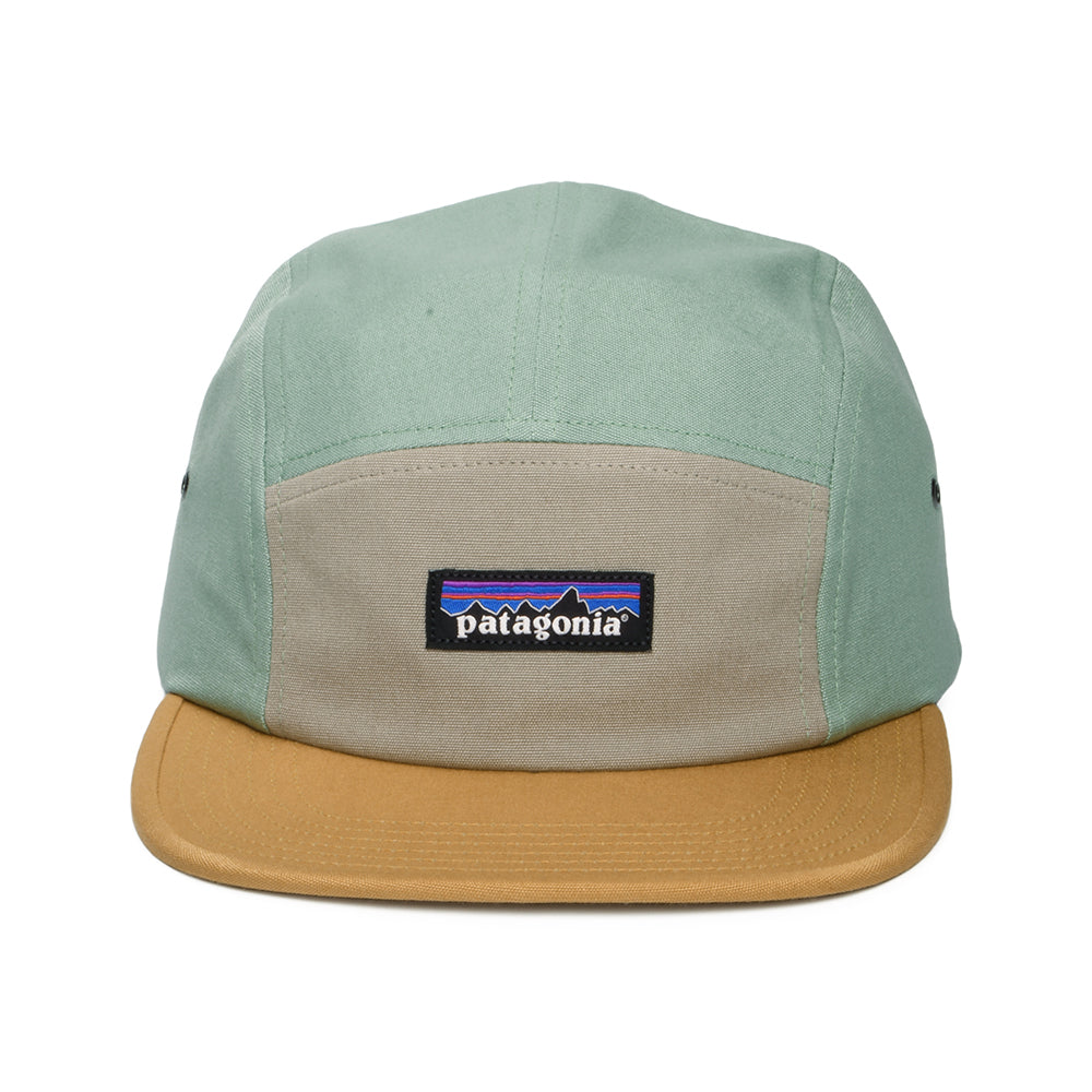 Gorra 5 paneles P-6 Label Maclure de algodón orgánico de Patagonia - Gris Topo-Mostaza-Menta
