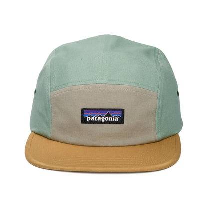 Gorra 5 paneles P-6 Label Maclure de algodón orgánico de Patagonia - Gris Topo-Mostaza-Menta