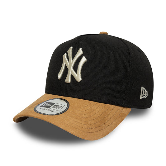 Gorra Snapback 9FORTY A-Frame MLB Suede Visor New York Yankees de New Era - Negro-Camel