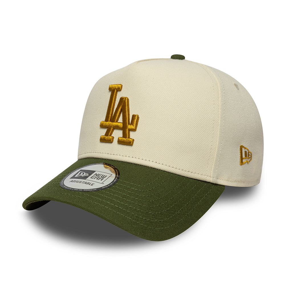 Gorra Snapback 9FORTY A-Frame - MLB World Series Patch L.A. Dodgers de New Era - Crema-Verde Musgo
