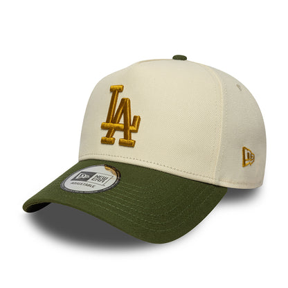 Gorra Snapback 9FORTY A-Frame - MLB World Series Patch L.A. Dodgers de New Era - Crema-Verde Musgo