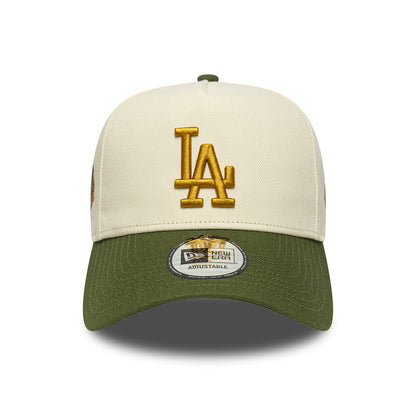Gorra Snapback 9FORTY A-Frame - MLB World Series Patch L.A. Dodgers de New Era - Crema-Verde Musgo