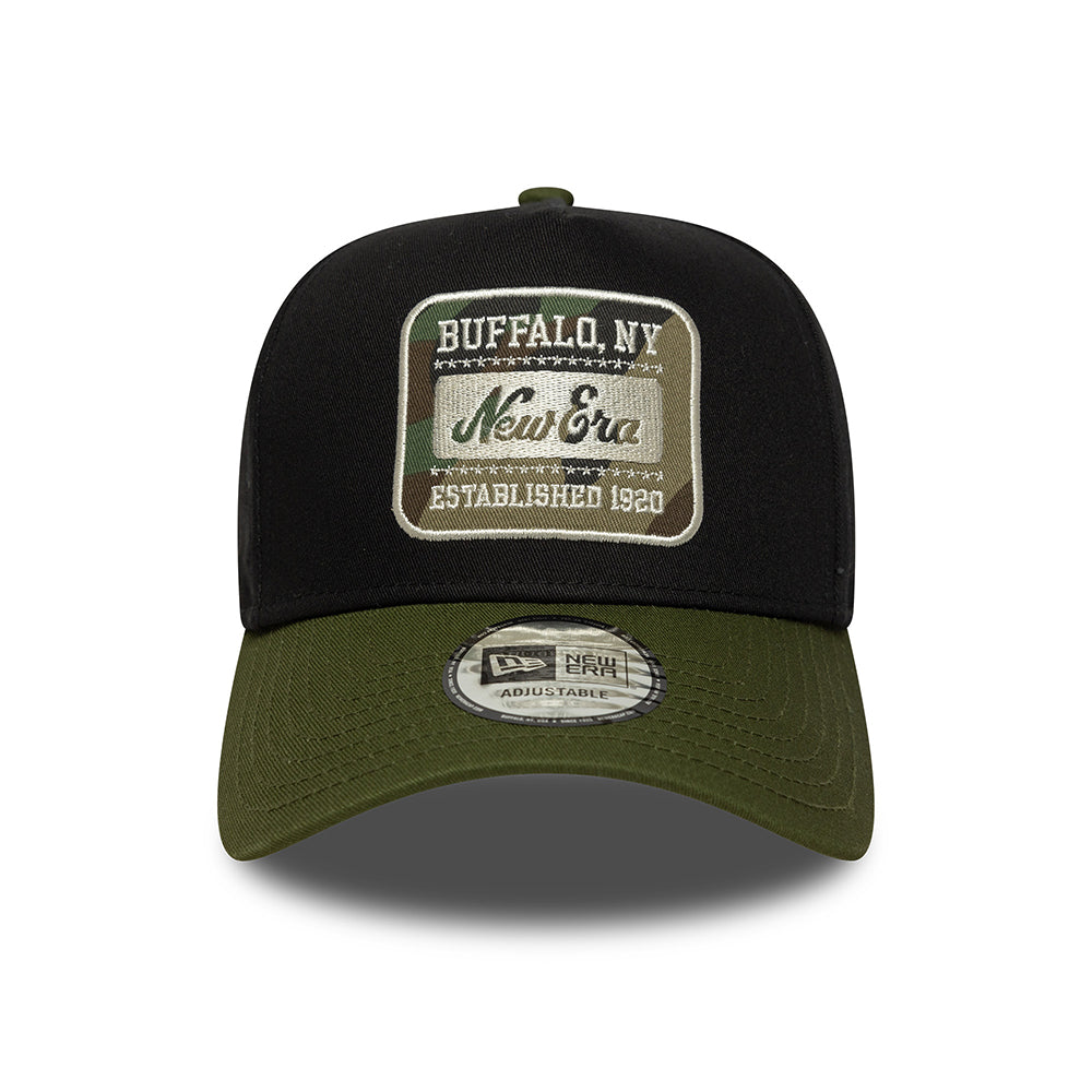 Gorra Snapback 9FORTY A-Frame NE Camo Patch de New Era - Negro-Verde Musgo