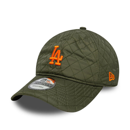 Gorra de béisbol 9TWENTY MLB Quilted L.A. Dodgers de New Era - Verde Musgo-Naranja