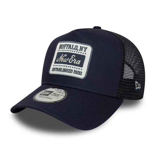 Gorra de camionero A-Frame con parche NE de New Era - Azul Marino