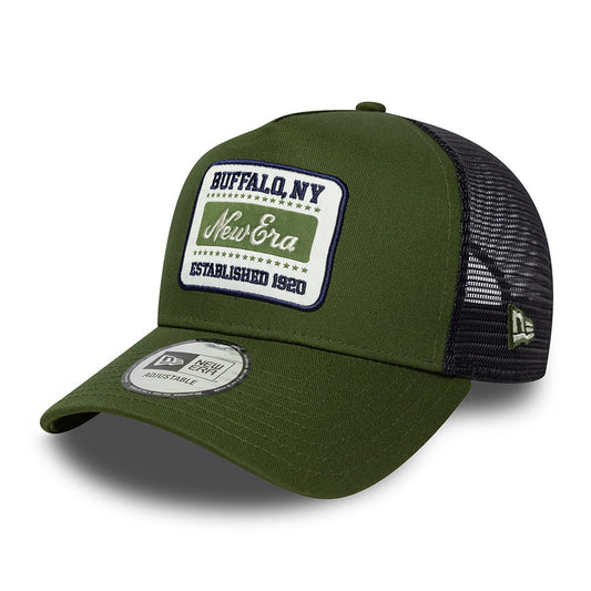 Gorra de camionero A-Frame con parche NE de New Era - Verde Musgo