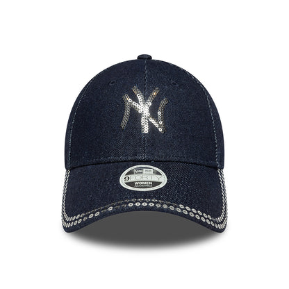 Gorra de béisbol 9FORTY MLB Sequin Denim New York Yankees para mujeres de New Era - Azul Oscuro