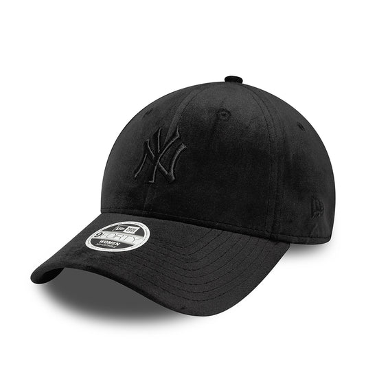 Gorra de béisbol 9FORTY MLB Velour Midi New York Yankees para mujeres de New Era - Negro sobre Negro
