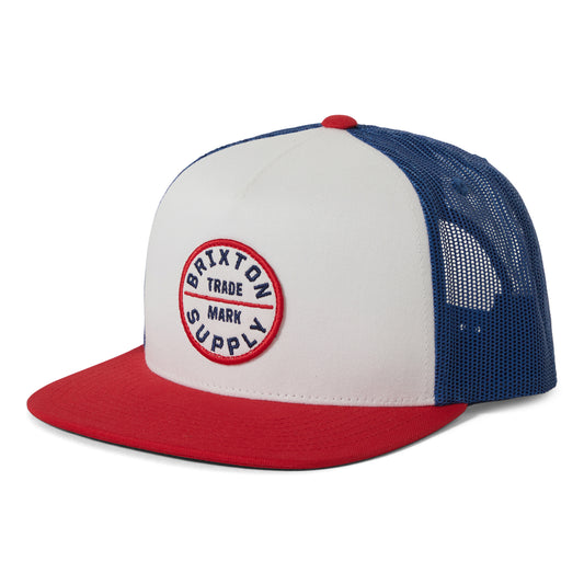 Gorra de camionero Oath MP de Brixton - Blanco-Rojo-Azul