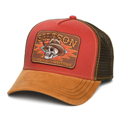 Gorra de camionero Calavera de Stetson - Rojo-Marrón