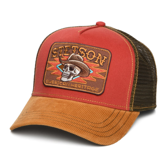 Gorra de camionero Calavera de Stetson - Rojo-Marrón