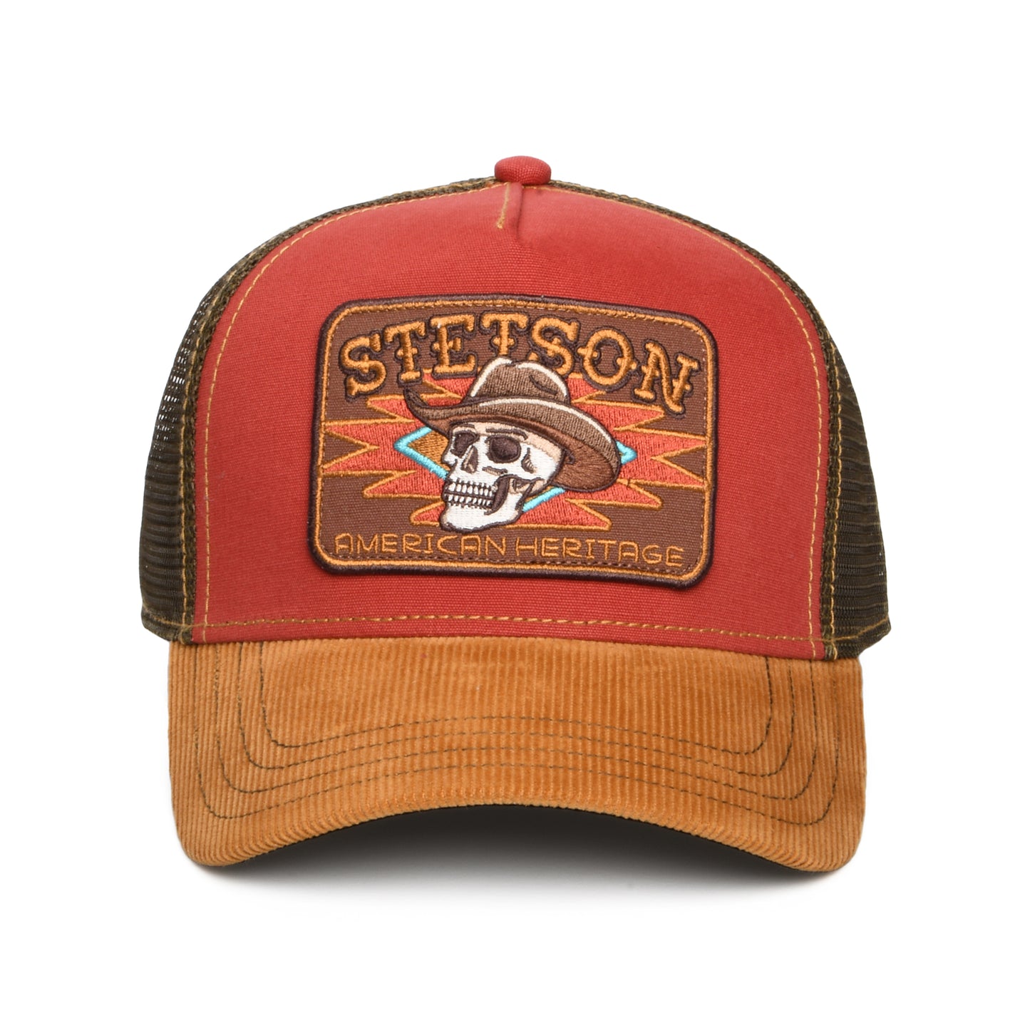 Gorra de camionero Calavera de Stetson - Rojo-Marrón