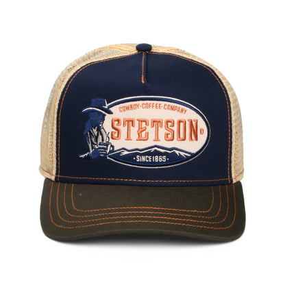 Gorra de camionero Cowboy Café de Stetson - Azul Marino-Verde Oliva-Blanco Roto