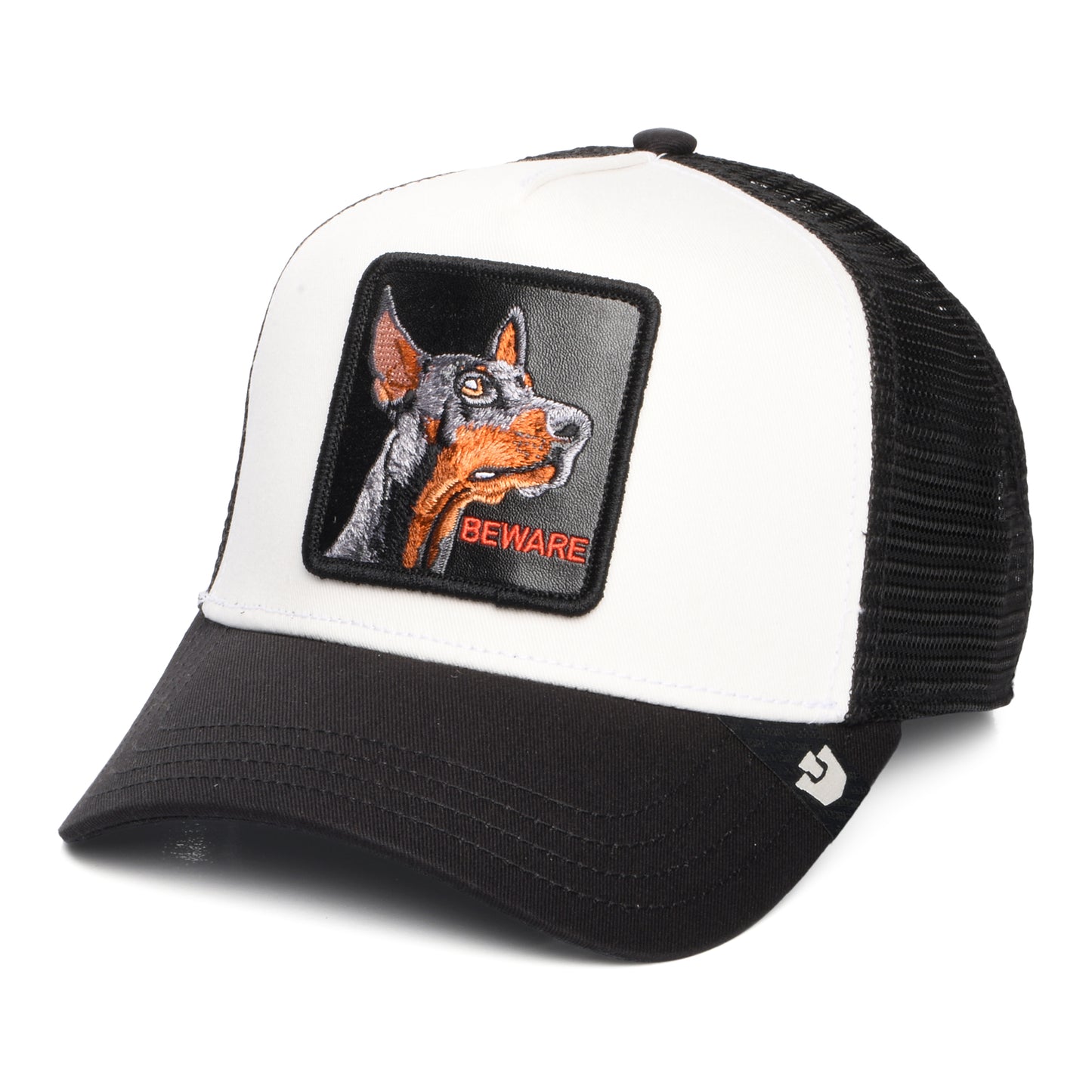 Gorra de camionero Beware de Goorin - Blanco-Negro