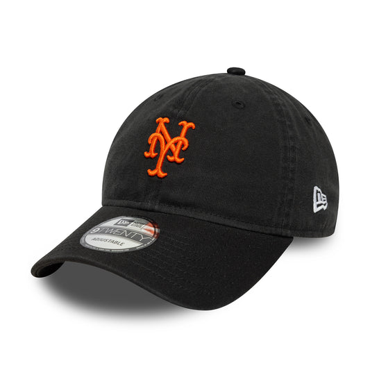 Gorra de béisbol 9TWENTY MLB Washed Script New York Mets de New Era - Negro-Naranja