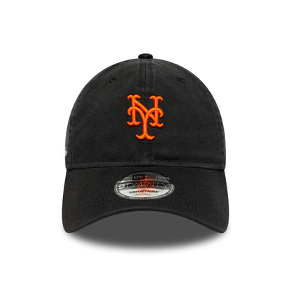 Gorra de béisbol 9TWENTY MLB Washed Script New York Mets de New Era - Negro-Naranja