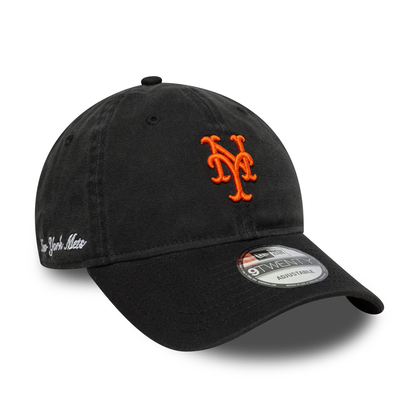 Gorra de béisbol 9TWENTY MLB Washed Script New York Mets de New Era - Negro-Naranja