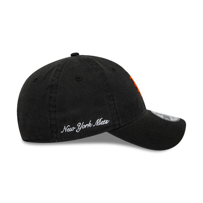 Gorra de béisbol 9TWENTY MLB Washed Script New York Mets de New Era - Negro-Naranja