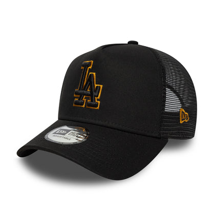 Gorra de camionero A-Frame MLB Outline L.A. Dodgers de New Era - Negro-Ocre