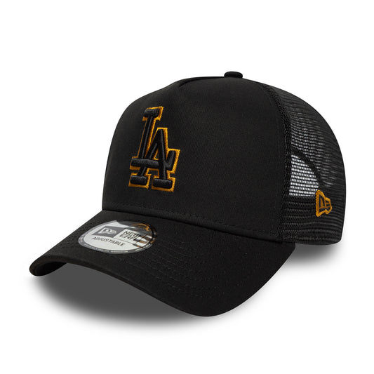 Gorra de camionero A-Frame MLB Outline L.A. Dodgers de New Era - Negro-Ocre