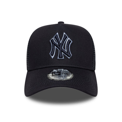 Gorra de camionero A-Frame MLB Outline New York Yankees de New Era - Azul Marino-Azul Claro