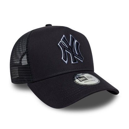 Gorra de camionero A-Frame MLB Outline New York Yankees de New Era - Azul Marino-Azul Claro