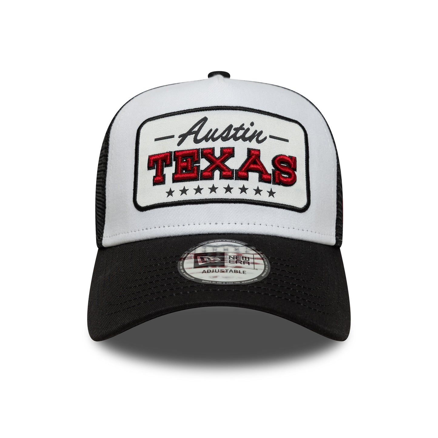 Gorra de camionero A-Frame - Location Patch de New Era - Blanco-Negro