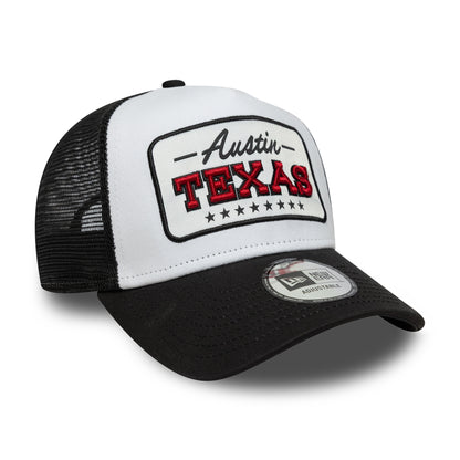 Gorra de camionero A-Frame - Location Patch de New Era - Blanco-Negro