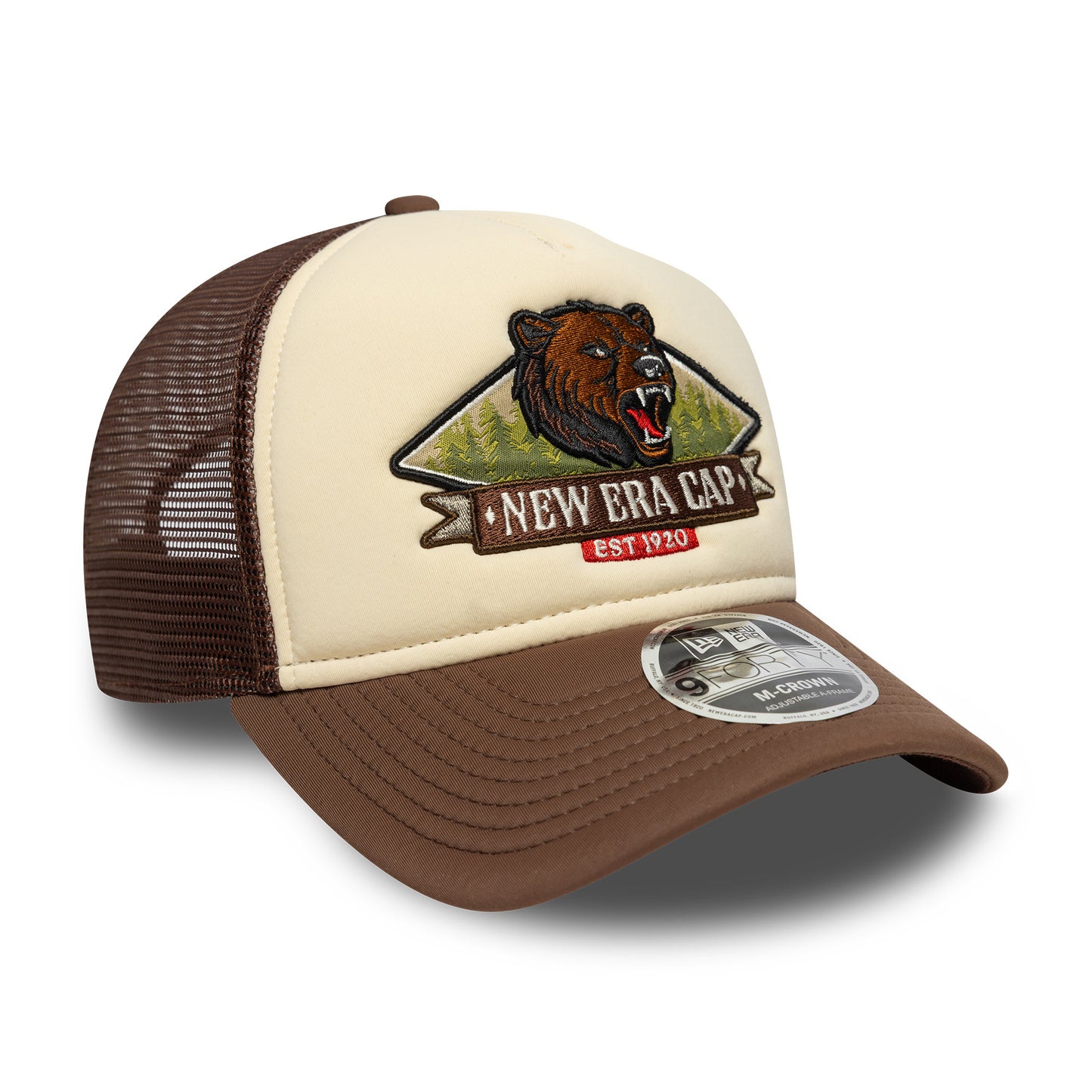 Gorra de camionero 9FORTY M-Crown A-Frame - NE Graphic de New Era - Crema-Chocolate